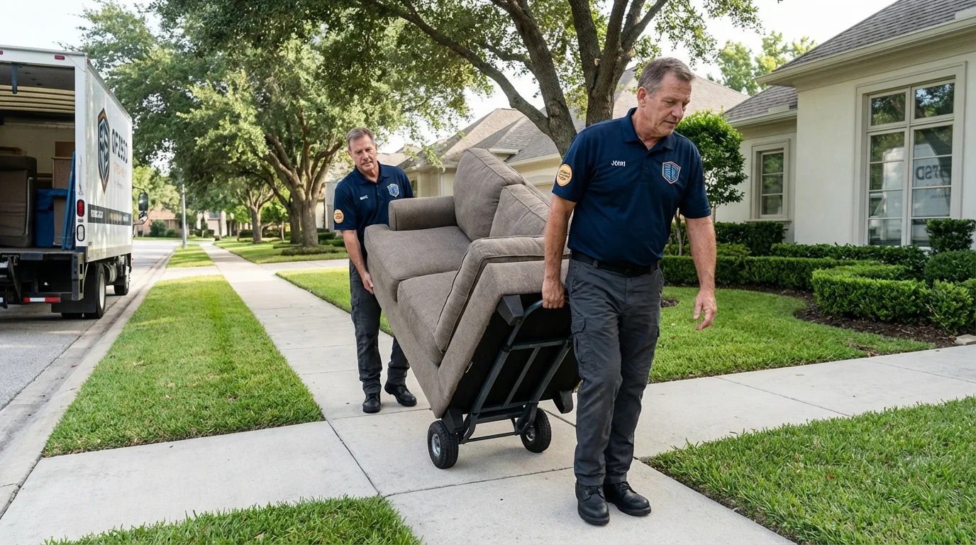 Local residential moving crew loading furniture in Smithfield, RI